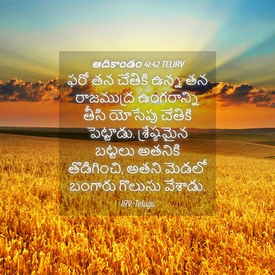Picture 04 - ఆదికాండం 41:42 TELIRV - ఫరో తన చేతికి ఉన్న - Bible Verse Picture