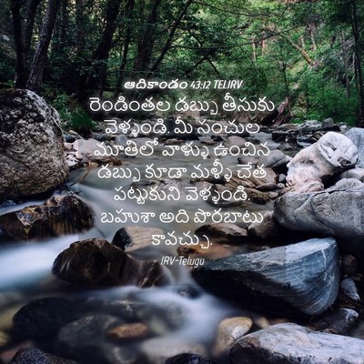 Picture 04 - ఆదికాండం 43:12 TELIRV - రెండింతల డబ్బు - Bible Verse Picture