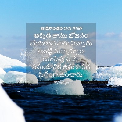 Picture 04 - ఆదికాండం 43:25 TELIRV - అక్కడ తాము భోజనం - Bible Verse Picture