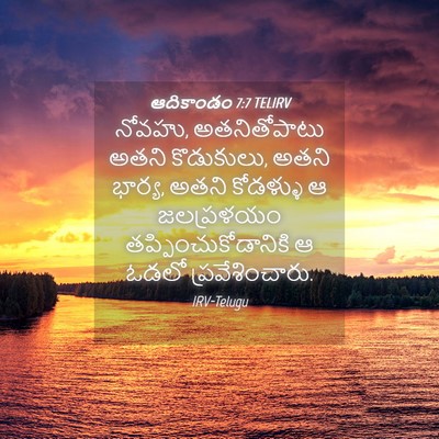 Picture 04 - ఆదికాండం 7:7 TELIRV - నోవహు, అతనితోపాటు - Bible Verse Picture
