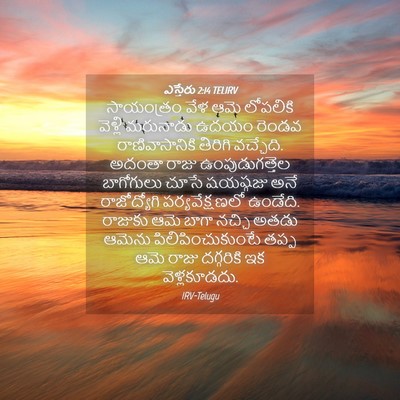 Picture 04 - ఎస్తేరు 2:14 TELIRV - సాయంత్రం వేళ ఆమె - Bible Verse Picture