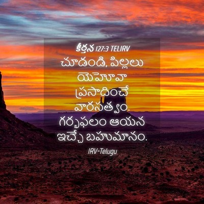 Picture 04 - కీర్తన 127:3 TELIRV - చూడండి, పిల్లలు - Bible Verse Picture