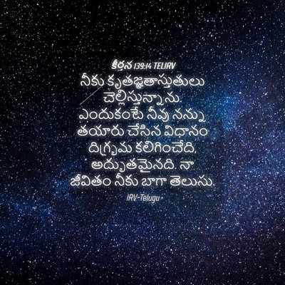 Picture 04 - కీర్తన 139:14 TELIRV - నీకు - Bible Verse Picture