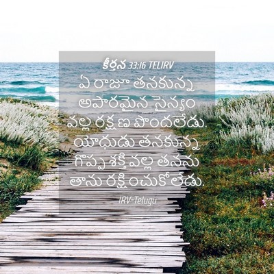 Picture 04 - కీర్తన 33:16 TELIRV - ఏ రాజూ తనకున్న - Bible Verse Picture