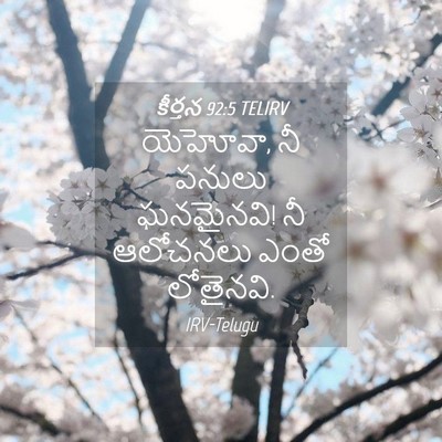Picture 04 - కీర్తన 92:5 TELIRV - యెహోవా, నీ పనులు - Bible Verse Picture