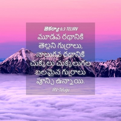 Picture 04 - జెకర్యా 6:3 TELIRV - మూడవ రథానికి - Bible Verse Picture