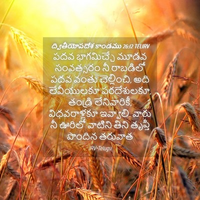 Picture 04 - ద్వితీయోపదేశ కాండము 26:12 TELIRV - పదవ భాగమిచ్చే - Bible Verse Picture
