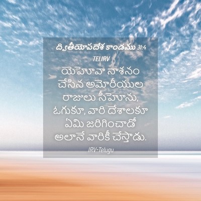 Picture 04 - ద్వితీయోపదేశ కాండము 31:4 TELIRV - యెహోవా నాశనం - Bible Verse Picture