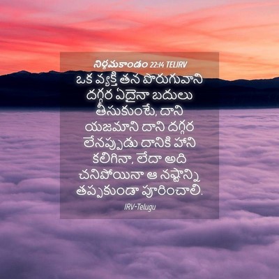 Picture 04 - నిర్గమకాండం 22:14 TELIRV - ఒక వ్యక్తి తన - Bible Verse Picture