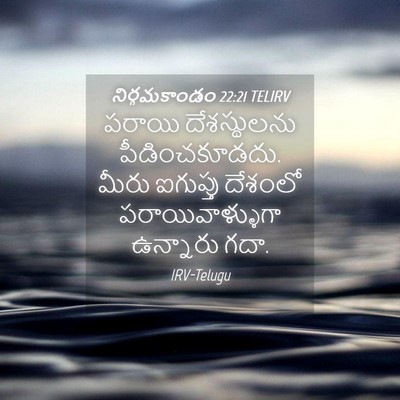 Picture 04 - నిర్గమకాండం 22:21 TELIRV - పరాయి దేశస్థులను - Bible Verse Picture