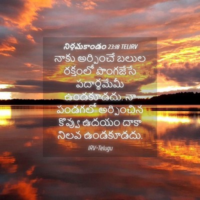 Picture 04 - నిర్గమకాండం 23:18 TELIRV - నాకు అర్పించే - Bible Verse Picture