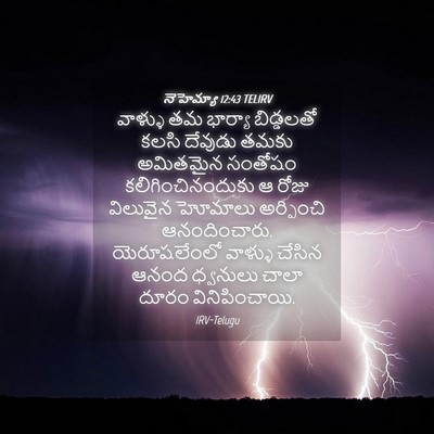 Picture 04 - నెహెమ్యా 12:43 TELIRV - వాళ్ళు తమ భార్యా - Bible Verse Picture
