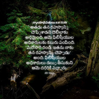 Picture 04 - న్యాయాధిపతులు 16:18 TELIRV - అతడు తన - Bible Verse Picture
