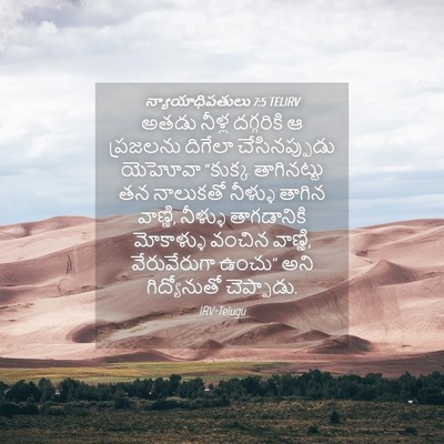 Picture 04 - న్యాయాధిపతులు 7:5 TELIRV - అతడు నీళ్ల - Bible Verse Picture