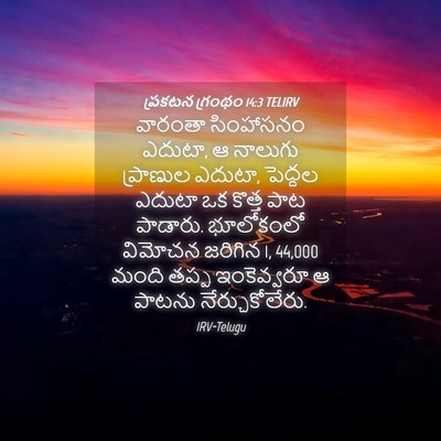 Picture 04 - ప్రకటన గ్రంథం 14:3 TELIRV - వారంతా సింహాసనం - Bible Verse Picture