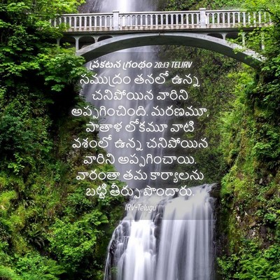 Picture 04 - ప్రకటన గ్రంథం 20:13 TELIRV - సముద్రం తనలో ఉన్న - Bible Verse Picture