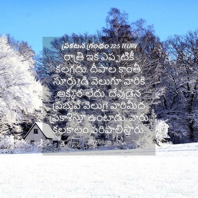 Picture 04 - ప్రకటన గ్రంథం 22:5 TELIRV - రాత్రి ఇక - Bible Verse Picture