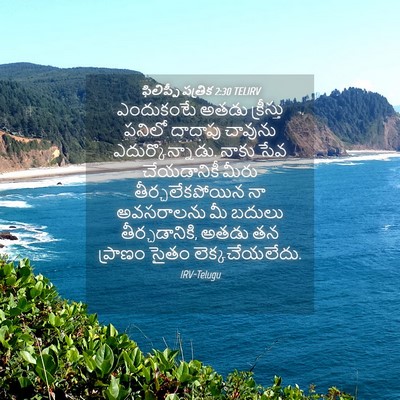 Picture 04 - ఫిలిప్పీ పత్రిక 2:30 TELIRV - ఎందుకంటే అతడు - Bible Verse Picture