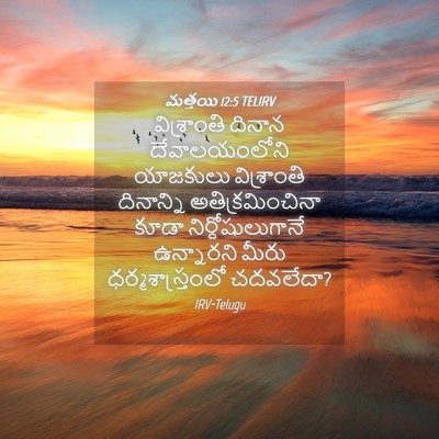 Picture 04 - మత్తయి 12:5 TELIRV - విశ్రాంతి దినాన - Bible Verse Picture