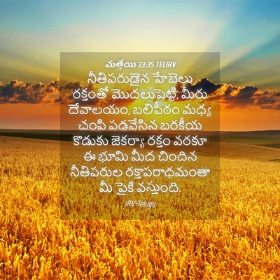 Picture 04 - మత్తయి 23:35 TELIRV - నీతిపరుడైన హేబెలు - Bible Verse Picture