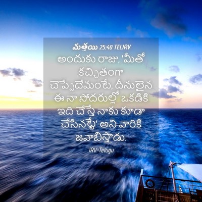 Picture 04 - మత్తయి 25:40 TELIRV - అందుకు రాజు, ‘మీతో - Bible Verse Picture