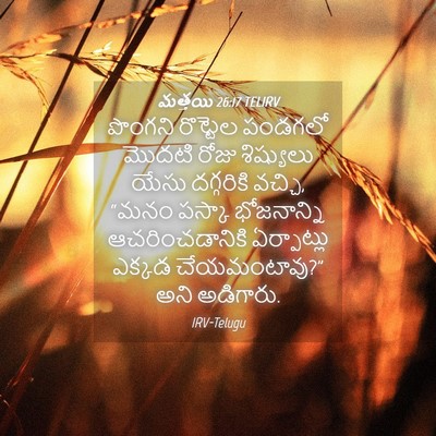 Picture 04 - మత్తయి 26:17 TELIRV - పొంగని రొట్టెల - Bible Verse Picture
