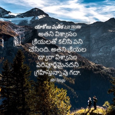Picture 04 - యాకోబు పత్రిక 2:22 TELIRV - అతని విశ్వాసం - Bible Verse Picture
