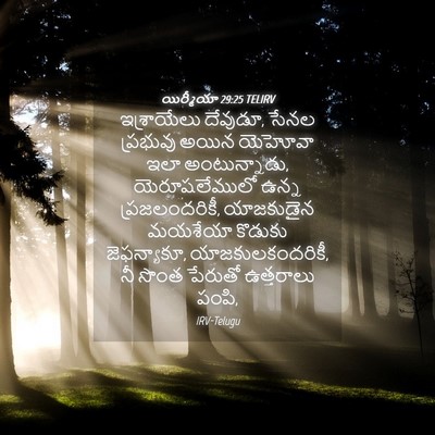 Picture 04 - యిర్మీయా 29:25 TELIRV - ఇశ్రాయేలు దేవుడూ, - Bible Verse Picture