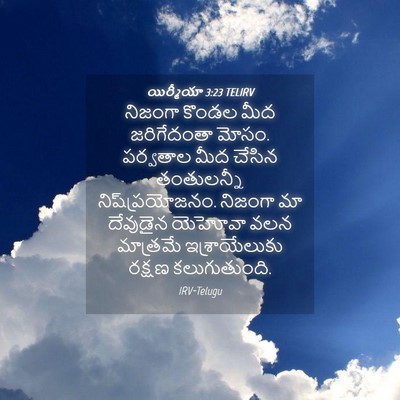 Picture 04 - యిర్మీయా 3:23 TELIRV - నిజంగా కొండల మీద - Bible Verse Picture