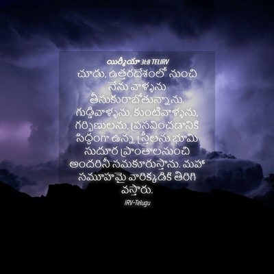 Picture 04 - యిర్మీయా 31:8 TELIRV - చూడు, ఉత్తరదేశంలో - Bible Verse Picture