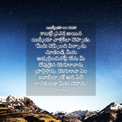 Picture 04 - యిర్మీయా 42:4 TELIRV - కాబట్టి ప్రవక్త - Bible Verse Picture