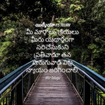 Picture 04 - యిర్మీయా 7:5 TELIRV - మీ మార్గాలు, - Bible Verse Picture