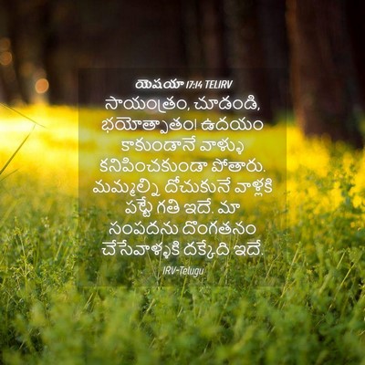 Picture 04 - యెషయా 17:14 TELIRV - సాయంత్రం, చూడండి, - Bible Verse Picture