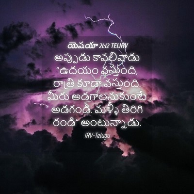 Picture 04 - యెషయా 21:12 TELIRV - అప్పుడు కావలివాడు - Bible Verse Picture