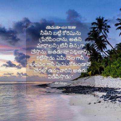 Picture 04 - యెషయా 45:13 TELIRV - నీతిని బట్టి - Bible Verse Picture