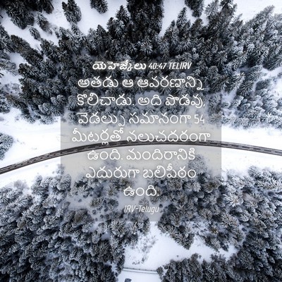 Picture 04 - యెహెజ్కేలు 40:47 TELIRV - అతడు ఆ ఆవరణాన్ని - Bible Verse Picture