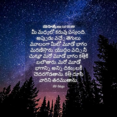 Picture 04 - యెహెజ్కేలు 5:12 TELIRV - మీ మధ్యలో కరువు - Bible Verse Picture