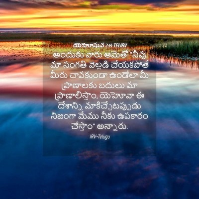 Picture 04 - యెహోషువ 2:14 TELIRV - అందుకు వారు ఆమెతో - Bible Verse Picture
