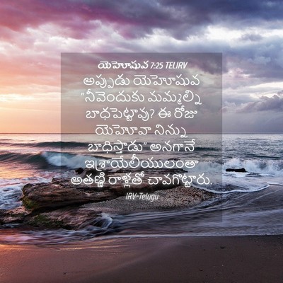 Picture 04 - యెహోషువ 7:25 TELIRV - అప్పుడు యెహోషువ - Bible Verse Picture