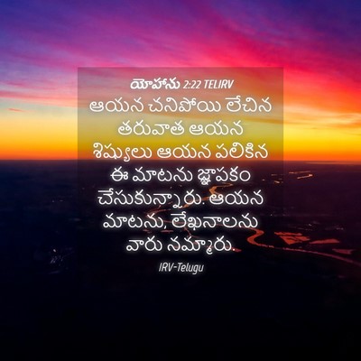 Picture 04 - యోహాను 2:22 TELIRV - ఆయన చనిపోయి లేచిన - Bible Verse Picture