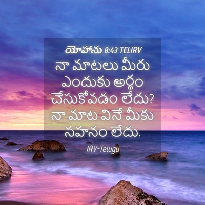 Picture 04 - యోహాను 8:43 TELIRV - నా మాటలు మీరు - Bible Verse Picture
