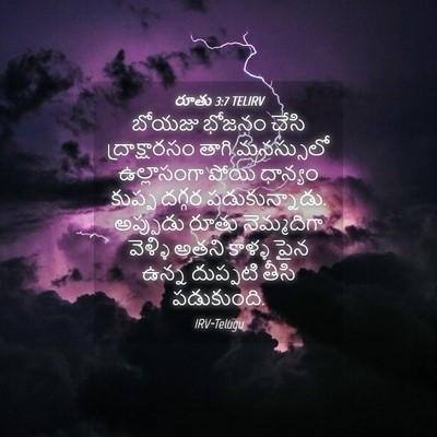 Picture 04 - రూతు 3:7 TELIRV - బోయజు భోజనం చేసి - Bible Verse Picture