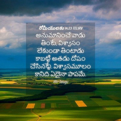 Picture 04 - రోమీయులకు 14:23 TELIRV - అనుమానించే వాడు - Bible Verse Picture