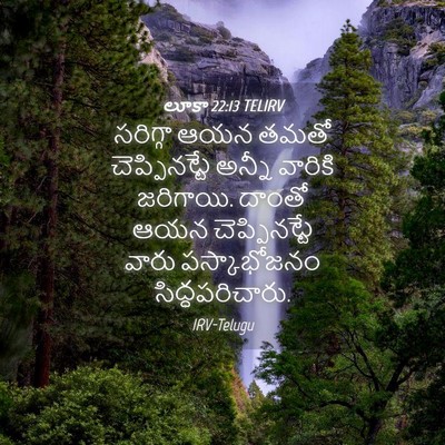 Picture 04 - లూకా 22:13 TELIRV - సరిగ్గా ఆయన తమతో - Bible Verse Picture