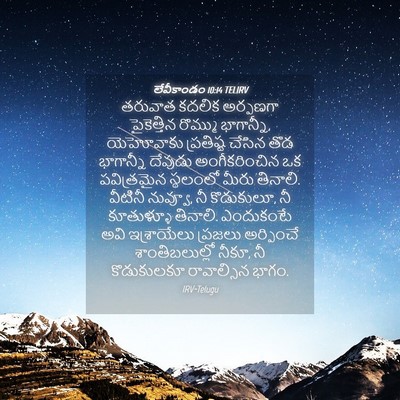 Picture 04 - లేవీకాండం 10:14 TELIRV - తరువాత కదలిక - Bible Verse Picture
