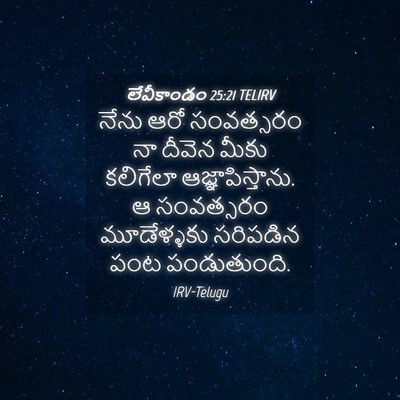 Picture 04 - లేవీకాండం 25:21 TELIRV - నేను ఆరో సంవత్సరం - Bible Verse Picture