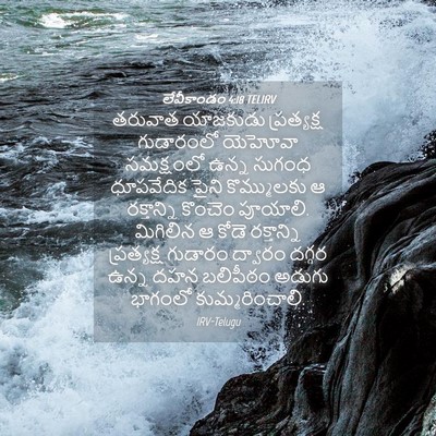 Picture 04 - లేవీకాండం 4:18 TELIRV - తరువాత యాజకుడు - Bible Verse Picture
