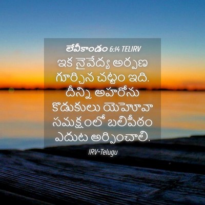 Picture 04 - లేవీకాండం 6:14 TELIRV - ఇక నైవేద్య అర్పణ - Bible Verse Picture
