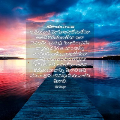 Picture 04 - లేవీకాండం 8:31 TELIRV - ఆ తరువాత మోషే - Bible Verse Picture
