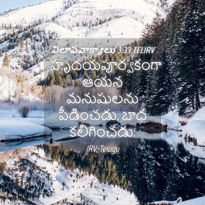 Picture 04 - విలాపవాక్యాలు 3:33 TELIRV - హృదయపూర్వకంగా ఆయన - Bible Verse Picture